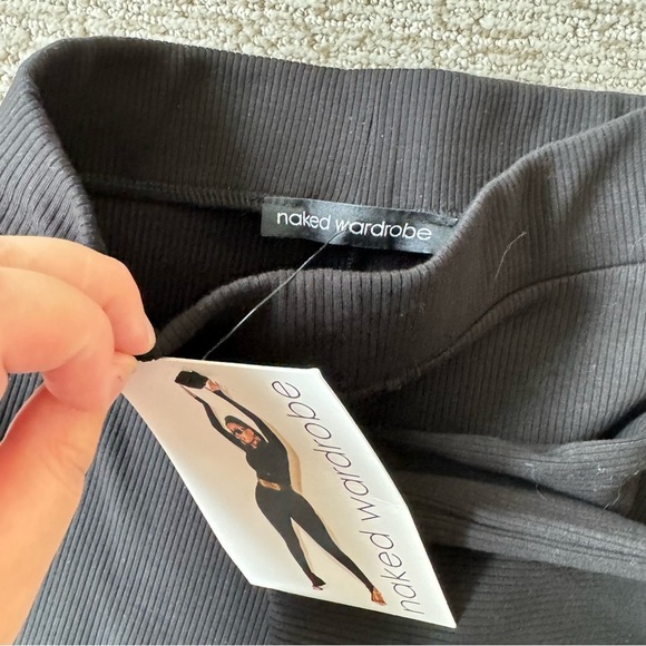 NWT naked wardrobe high waisted ribbed black leggings small - Picture 4 of 5